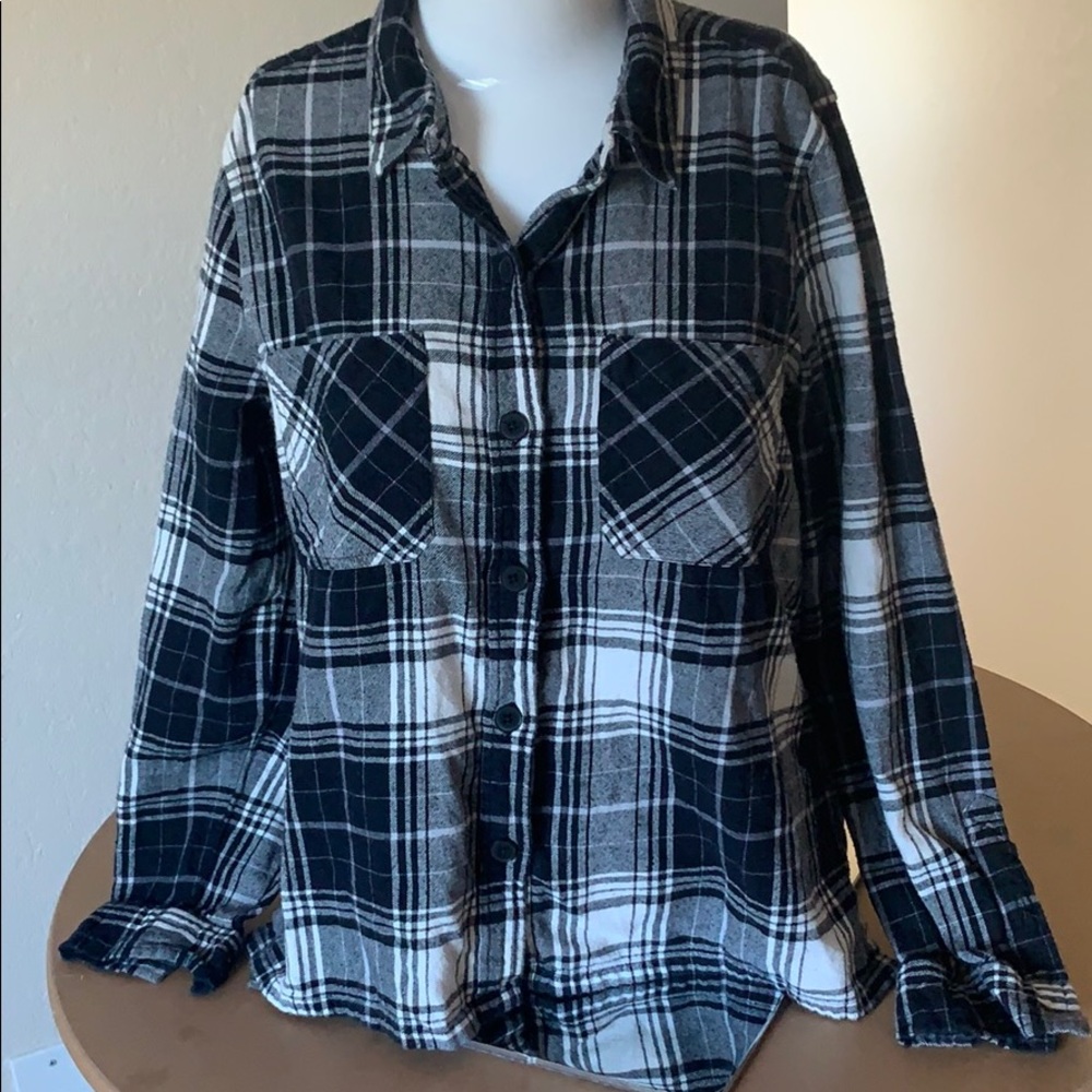 Lucky Brand Plaid Checkered Button Down Top M